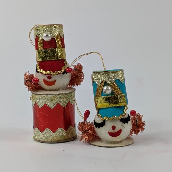 Vintage Drummer Boy Christmas Tree Ornaments Drum Major Soldier 50s MCM Holiday - Picture 2 of 16